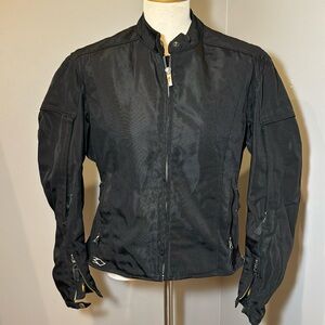 POWER TRIP Womens Motorcycle Nylon Vented Riding Jacket BLACK / MEDIUM
